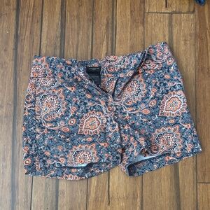 Ann Taylor Orange and Black Paisley Women Shorts